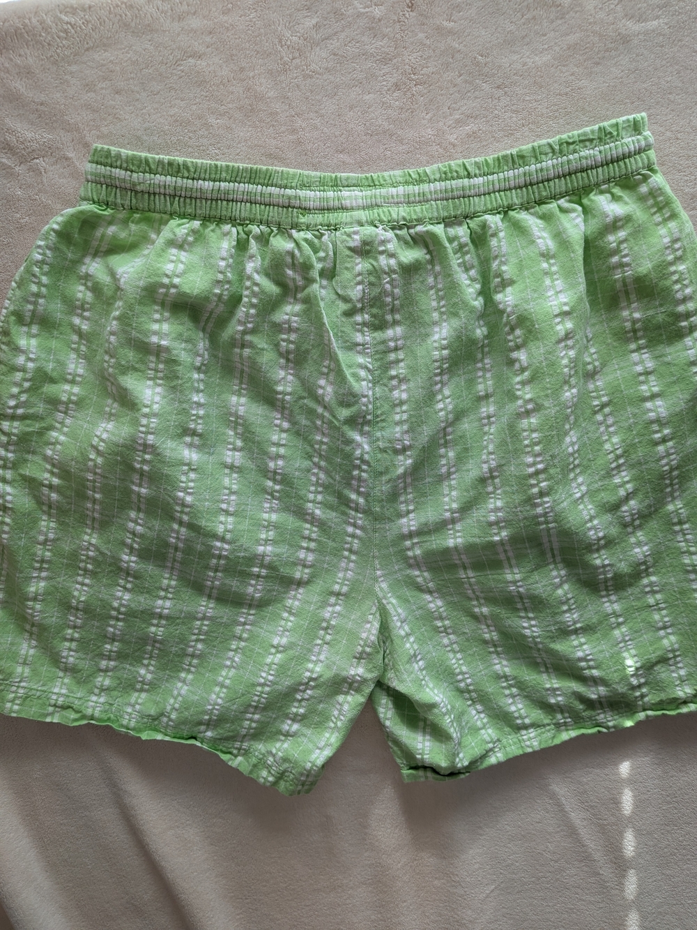 Regatta Lime Green Pull On Elastic Waist Striped  Shorts Women's Size XL Cotton